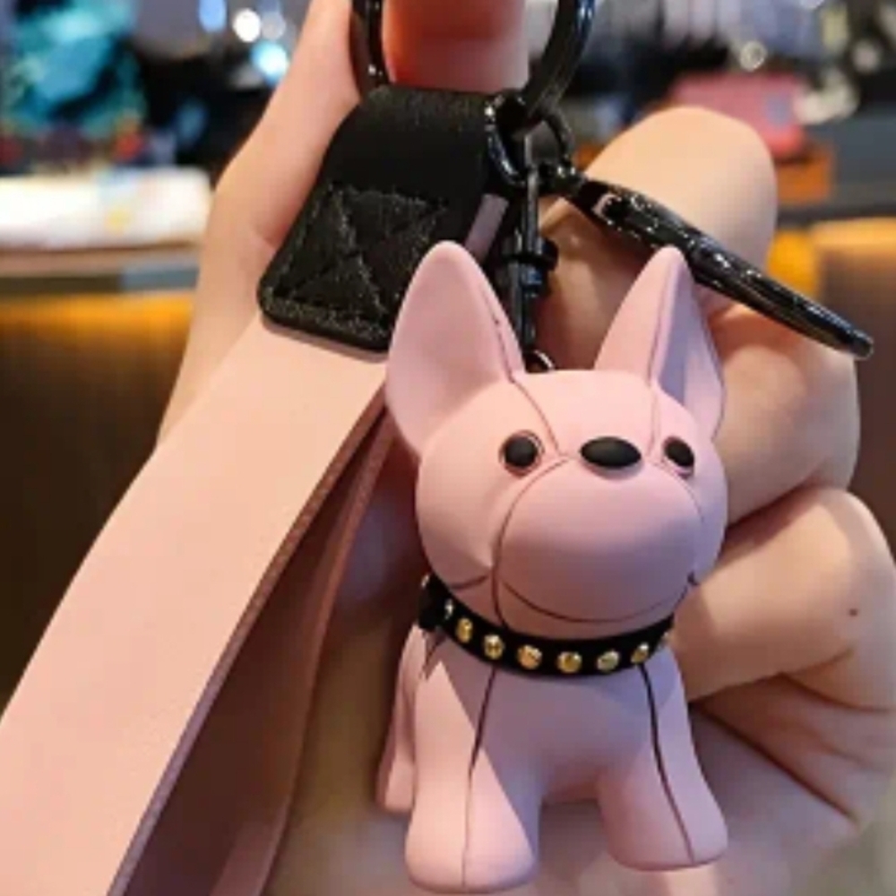 Cite Resin French Bulldog Keychain Purse Charm -Pink